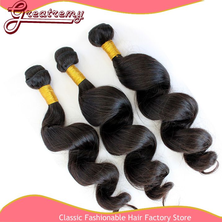 여왕 고품질 헤어 제품 소매 물결 모양의 느슨한 웨이브 유럽의 머리카락 확장 미니 3Bundles Greatremy Human Hair Extensions