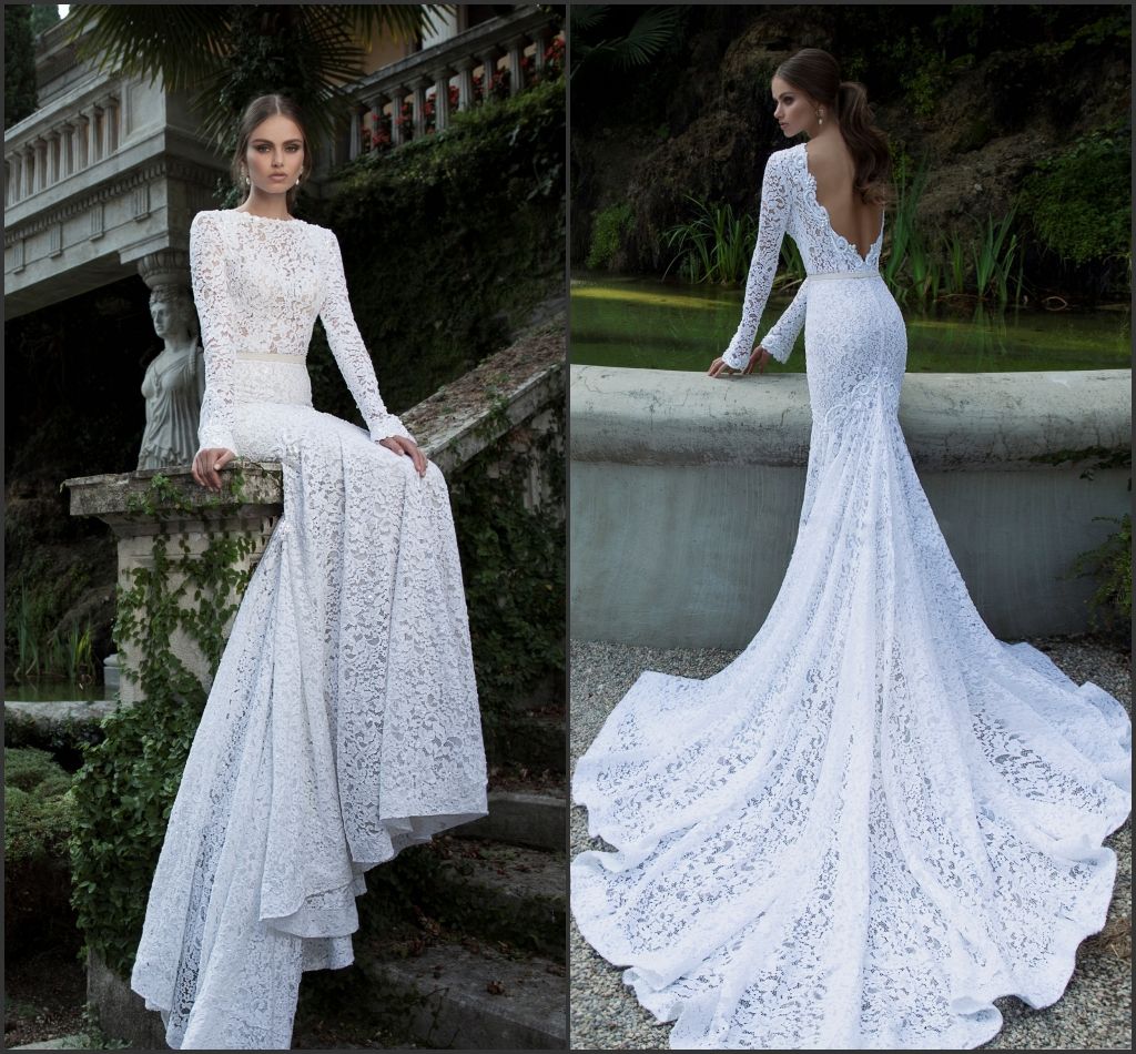 deep v lace wedding dress