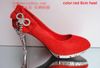 Silver Gold Black Red Color Waterproof Diamond Bow Dazzling High Heels Shoes Wedding Bridal shoes 5 Colors EU34 to 40 ePacket Free Shipping