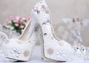 럭셔리 크리스탈 신부 신발 순록 라인 스톤 화려한 결혼식 신발 신부 액세서리 댄스 파티 공식 여성 신발 5 인치