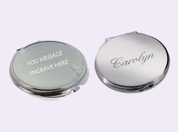 mirror engraved Canada - 100X FREE ENGRAVED PERSONALISED COMPACT MIRROR ROUND MAKEUP MIRROR SIZE 2.76" LADIES WEDDING BIRTHDAY GIFT DROP SHIPPING#M0832