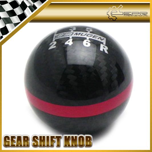 Mugen Gear Shift Knob 6 Speed Carbon Ball Shape Red Line Strips JDM EK9