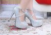Super High Heel Rhinestone Wedding Shoes Gorgeous Bridal Shoes Anniversary Party Shoes White Silver Gold Champagne Color