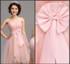 2019 Short Front Long Back Wedding Gästklänningar Tea längd Pink Formell fest Formell brudtärna Kvällskläder plus Size3674323