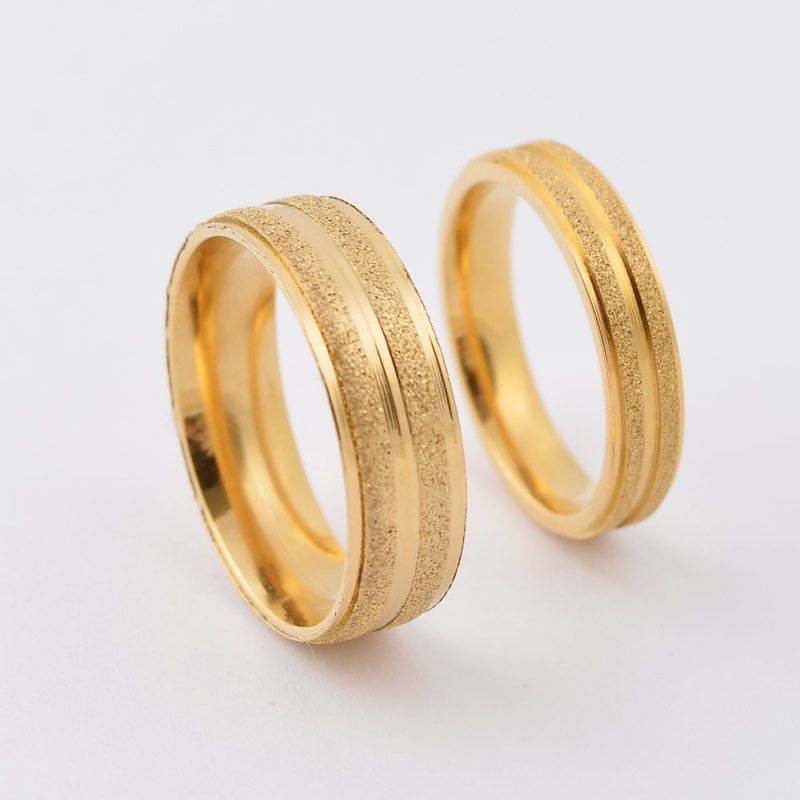  2019  Fashion Shiny Gold Pearl Sand Couple  Rings  316L 