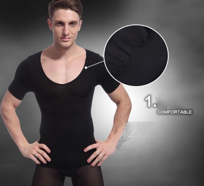 Black Men'S Body Shaping T Shirt Shapewear, Body Sculpting Tights ...