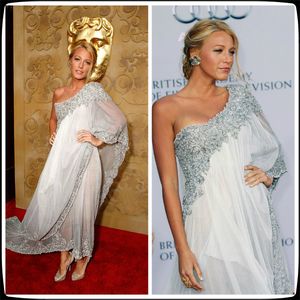 Wholesale marchesa evening gowns for sale - Group buy Marchesa White Gossip Girl Blake Lively Sheath Sheer Celebrity Dresses with Lace Beads and Asymmetrical Chiffon One Shoulder Evening Gowns
