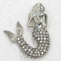12pcs / lot gros cristal strass sirène de la mer-fille broches costume de mode broche pendentif bijoux cadeau C824