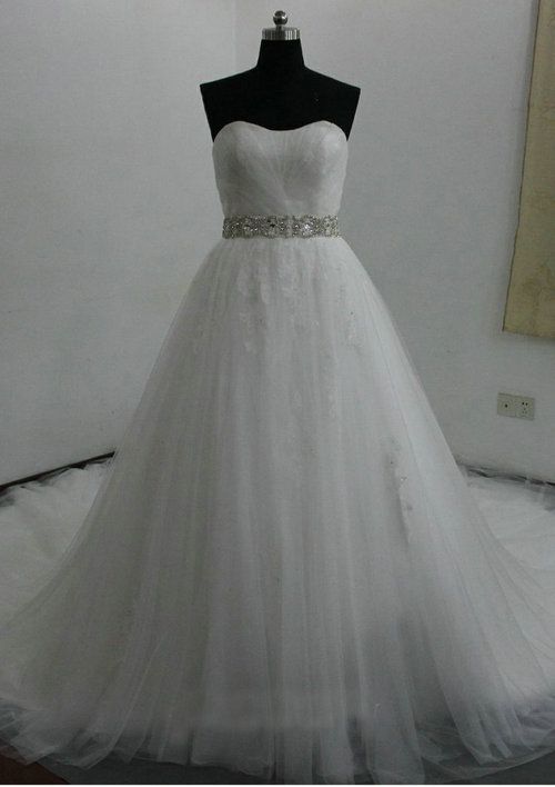 2014 Strapless Ball Gown Wedding Dresses With Removable Lace Keyhole