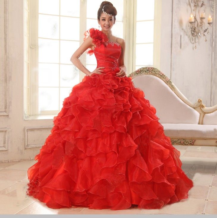 2015 Cheap One Shoulder Ball Gown Quinceanera Dresses