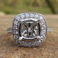 Wholesale Solid K White Gold Cushion Shape MM Semi Mount Ring Engagement Ring