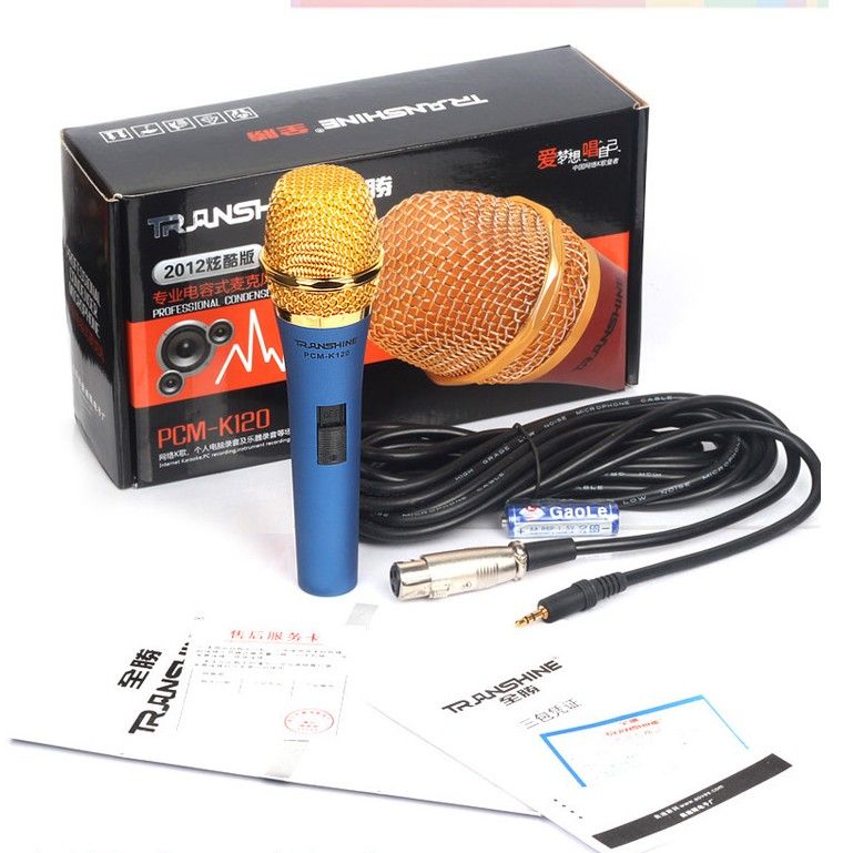 Pro audio Wired Vocal Microphone For K song & Voice Amplifier Speaker Mike With mic cable 3.5mm plug in Blue and Red color