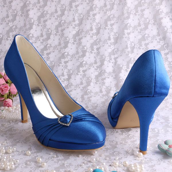 Custom Handmade 2017 Celebrity Women Royal Blue High Heel Shoes Bridal ...