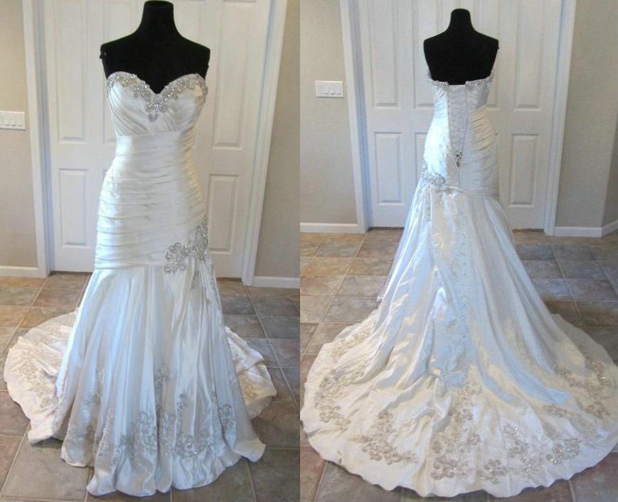 Bling Designers Mermaid Wedding Dresses 9024 Crystal Sweetheart Satin ...