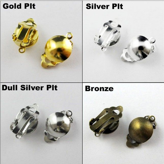 lot Round Ball Pad Clip Haken auf Ohrringbefindungen Goldsilverbronzedull Silber PLT8594911