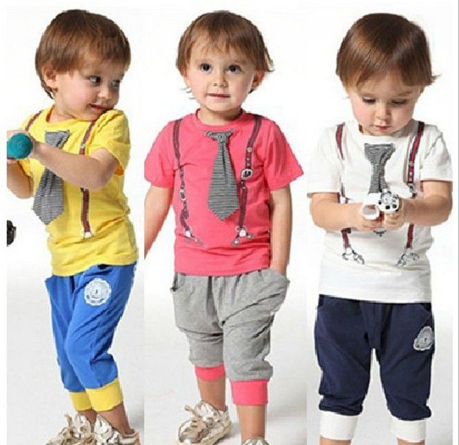 Nuovo arrivo estate abbigliamento per bambini set cravatta moda tshirt + pantaloni harem 2 pz ragazzo casual tuta per bambini vestito set per bebè qz529