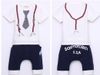 Nuovo arrivo estate abbigliamento per bambini set cravatta moda tshirt + pantaloni harem 2 pz ragazzo casual tuta per bambini vestito set per bebè qz529
