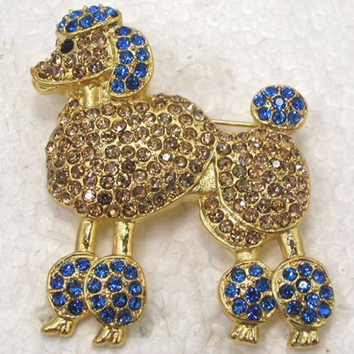 

12pcs/lot Wholesale Crystal Rhinestone Poodle Dog Animal Brooches Fashion Clothing ornaments Brooch Pin C297