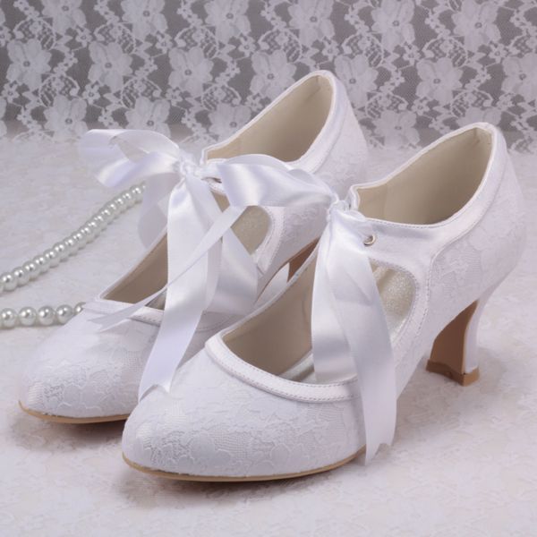 white lace mary jane heels