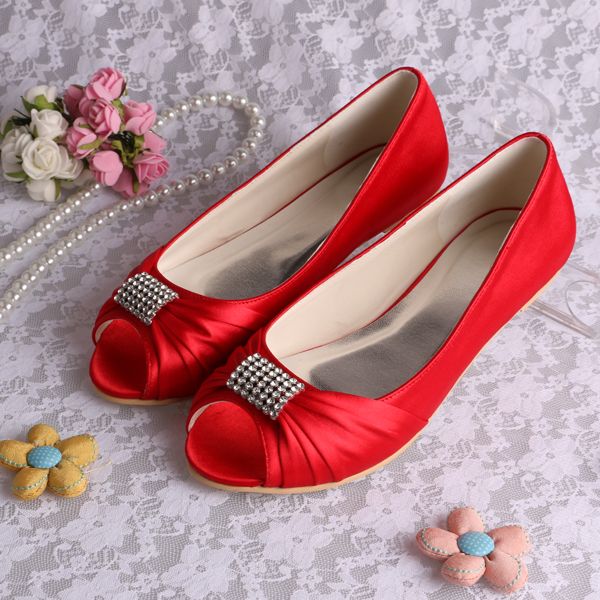 Elegant Flats For Women Mqw 1361 Red Peep Toe Satin Rhinestones Flat Heel Bridal Wedding Party Shoes Us 4 12 Mens Shoes Online Mens Dress Boots From Angela0407 24 72 Dhgate Com
