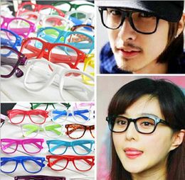 1000pairs/lot Retro Colour Unisex Punk Geek Style Clear Lens Glasses Sunglasses