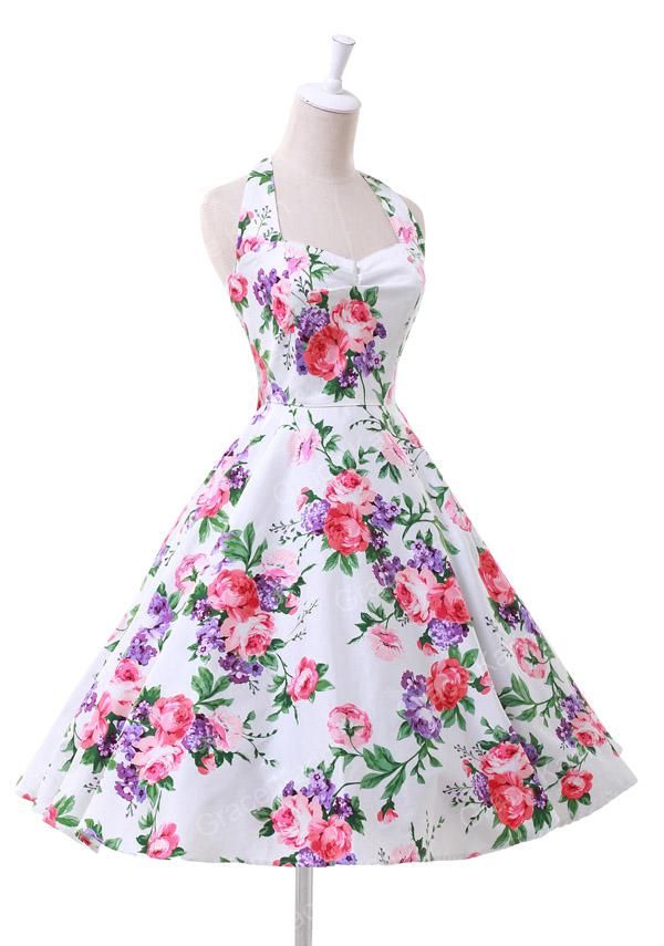 Grace Karin 2016 New Vintage Flower Print Cotton Dress Casual Women ...