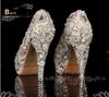 Unik Ivory Pearl Rhinestone Bröllopsklänning Skor Peep Toe High Heeled Bridal Skor Vattentät Kvinna Party Prom Skor