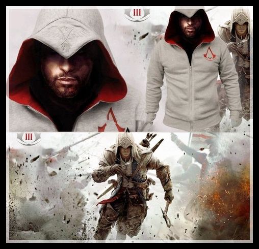 Hot New Assassins Creed III 3 Conner Kenway capucha Top capa de la chaqueta del traje de Cosplay M