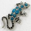 12pcs/lot Wholesale Crystal Rhinestone Gecko Brooches Faux Turquoise Lizard Fashion Costume Pin Brooch C616