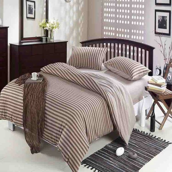 Stripe Printed Mens Bedding Set Winter Queen King Size Comforter