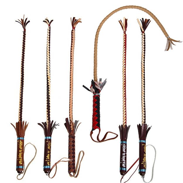 1X Antique Braided Tail Flogger Horse Whips With Studs Equine Leather