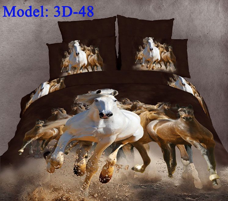 3d Gallop Horse Animal Comforter Set Queen Bedding Set 100 Cotton