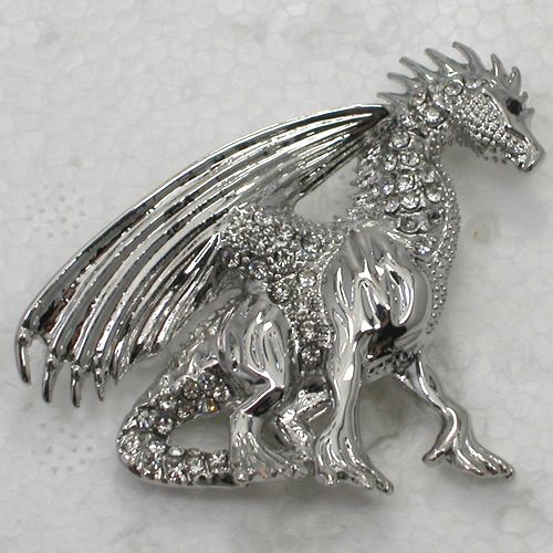 Venta al por mayor Crystal Rhinestone Flying Dragon Broches Moda Traje Pin Broche regalo de la joyería C464
