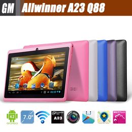 Allwinner A23 Dual Core 7 pouces Tablet PC Android 4.2 Bluetooth Dual-CAM multi-couleur 1,5 GHz 512 Mo 4 Go Q88 A13 écran tactile Pro Haute Qualité