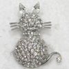 12pcs / lot grossist kristall rhinestone katt broscher mode kläder stift brosch smycken gåva c361