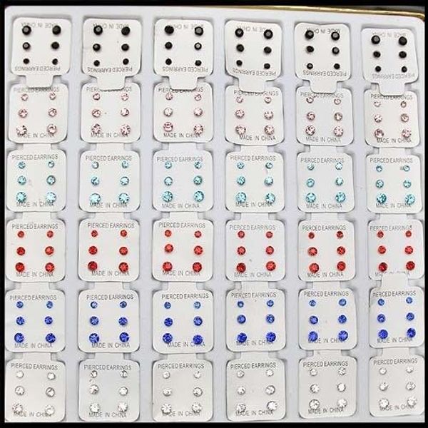 

108Pairs Пластиковые Post Nickel Free Кристаллы Серьги Стержня Размеры 2 мм 3 мм 4 мм