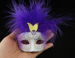 Cute Feather mini mask Venetian masquerade ball decoration Carnival Wedding party mask novelty christmas gift free shipping