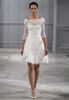 Иллюзия Бато шеи 3/4 рукава Моник Lhuillier весна 2014 короткие свадебные платья длиной до колен пляж спинки свадебное платье маленький белый
