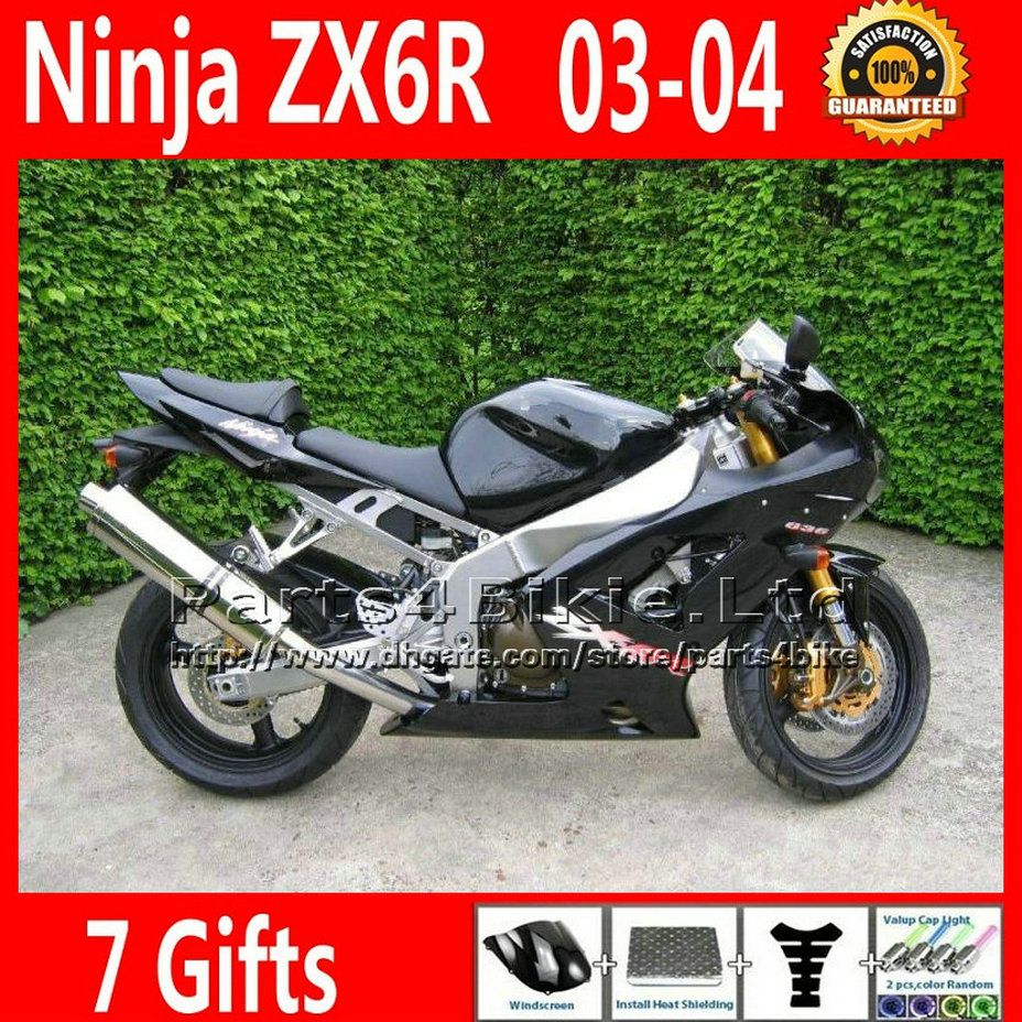 Come OEM per Kawasaki Ninja Kit carena ZX6R 636 2003 2004 ZX 6R ZX636 carena nera kit carrozzeria U76O ZX-6R 03 04 zx600