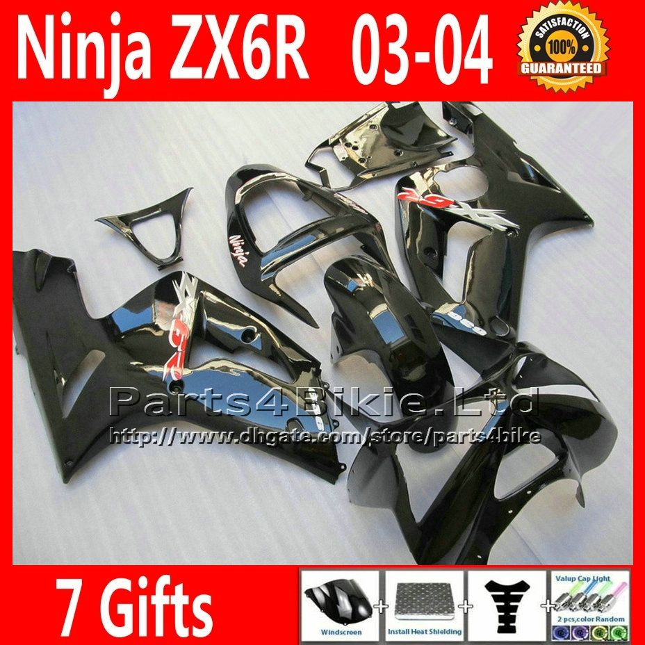 Come OEM Kawasaki Ninja Kit carena ZX6R 636 2003 2004 ZX 6R ZX636 carena nera kit carrozzeria U76O ZX-6R 03 04 zx600