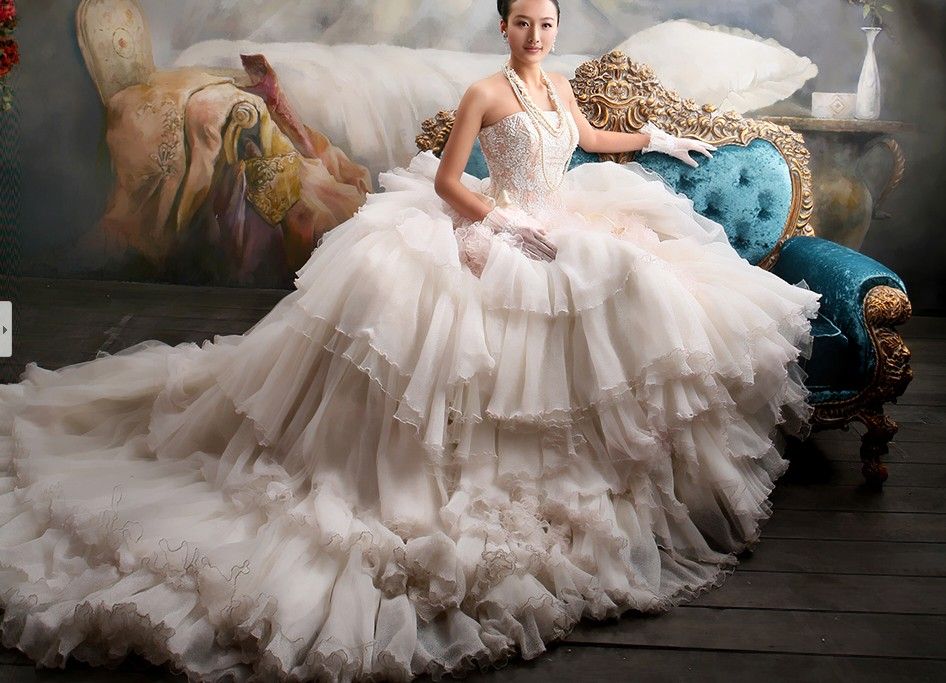 Luxury Long Queen Wedding Dresses 2015 New Strapless Bodice Backless