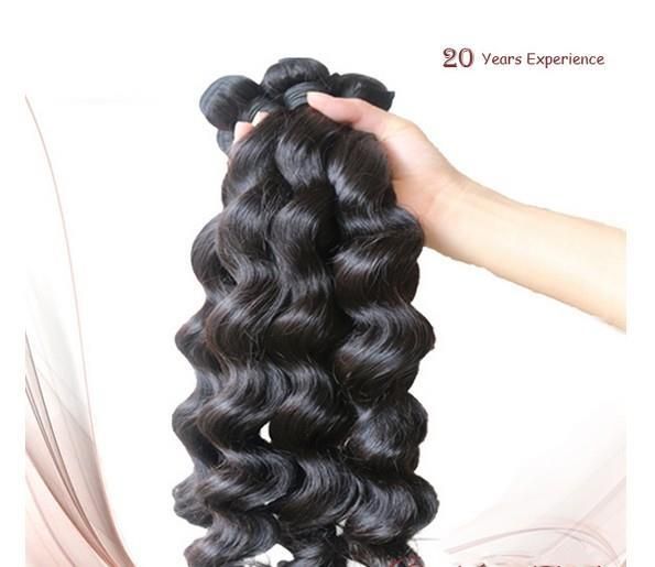 Высокое качество 5A Свободная волна 100% перуанский virgin remy человеческие волосы расширения 100g / pcs цвет #1b #1 же длина или длина смеси DHL бесплатно в наличии