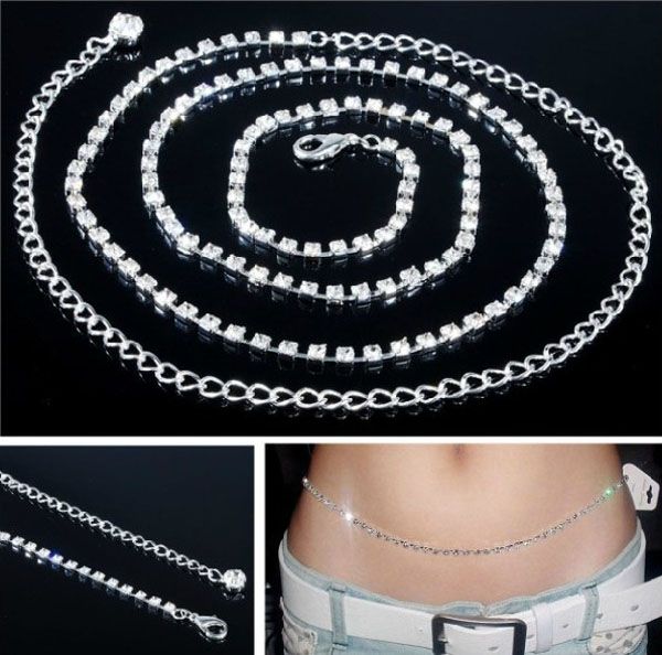 Sexy Women Body Chain Belly Waist Belt Hip Pop Pant Rhinestone Belt Club