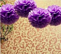 Laagste prijs-10 "(25 cm) paarse kleur tissue papier pom poms bloem ballen bruiloft decoratie papier ambachtelijke gemengde 20 kleuren Upick