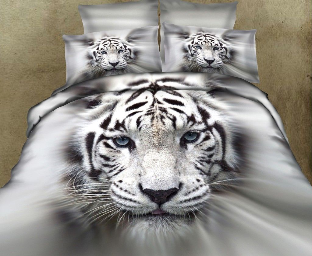 3d White Tiger Bedding Comforter Set Print Queen King Size