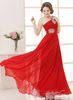 Fashion One-shoulder Sequin and Beaded A-line Long Prom Bridesmaid Dresses