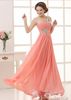 Fashion One-shoulder Sequin and Beaded A-line Long Prom Bridesmaid Dresses
