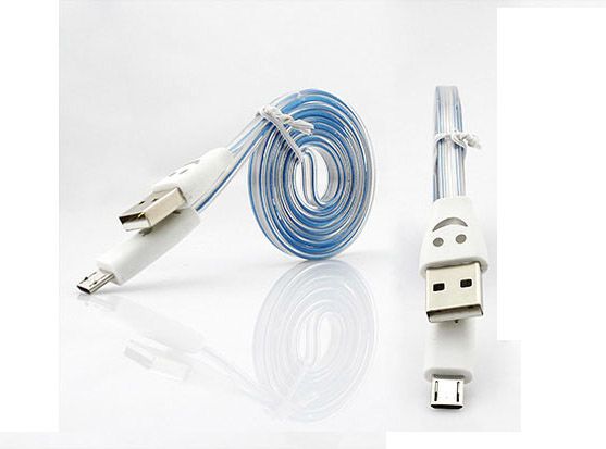 1M 3FT 가시 LED 조명 블링 마이크로 USB 플랫 충전기 Sync 데이터 케이블 삼성 갤럭시 S4 S3 2 안드로이드 전화 미니 100 개
