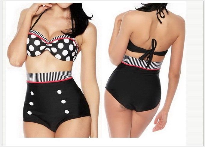 Hot Vintage De Cintura Alta De Lunares Set Más Lindo Traje De Baño Retro Pin Up Traje De Baño S / M / L / XL Envío Gratis De 12,17 € | DHgate