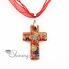 Christian cross pendants glitter millefiori lampwork murano glass necklace necklaces pendants High fashion jewelry mup2392dy0